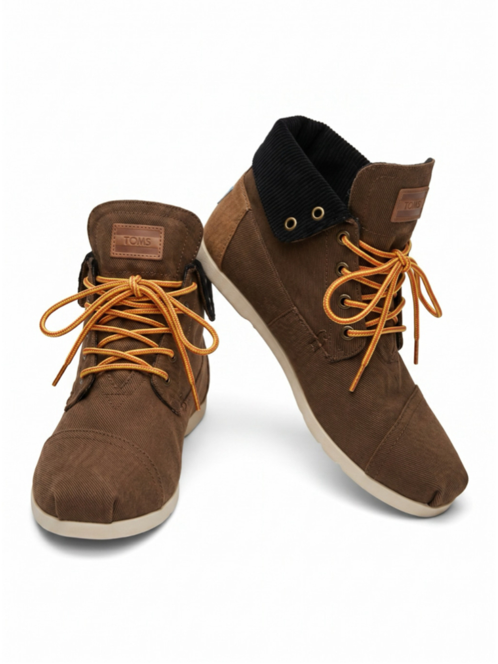 TOMS Brown Canvas Ankle Boots with Black Corduroy “CHUKKA” Cuffs Mens 9